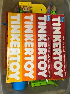 Vintage Tinkertoy Mixed Building Set with Instruction & Idea Booklets #440 and #
